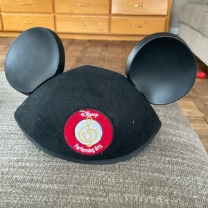 Disney Black Mickey Ears Hat with Red Performing Arts Patch